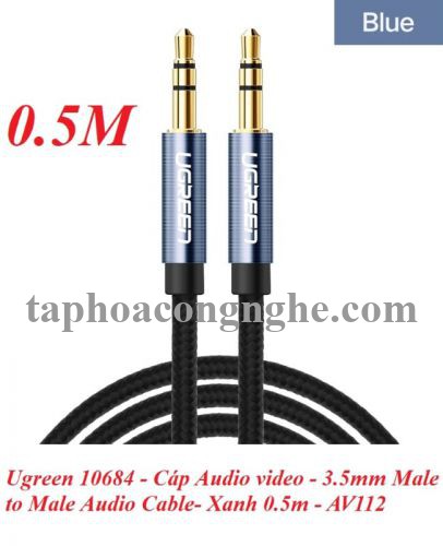Ugreen 10684 0.5M màu Xanh Cáp âm thanh 2 đầu 3.5mm dương AV112 30010684